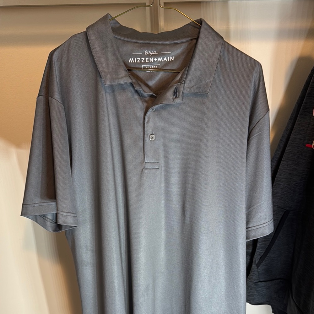 Mizzen+Main Gray Men's Shirt Phil Mickelsen Polo Golf Stretch